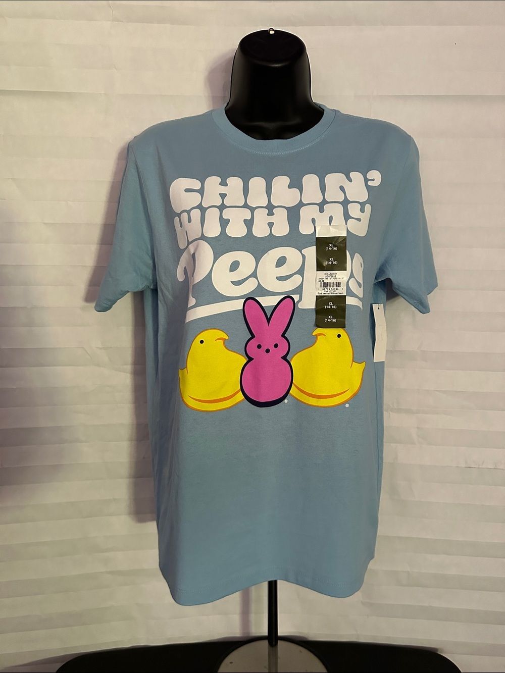 Girls Baby Blue Peeps Graphic T-Shirt "Chilling with my Peeps" Size 14/16